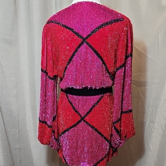 Retrofete Red and Pink Mini Dress - Picture 3 of 9